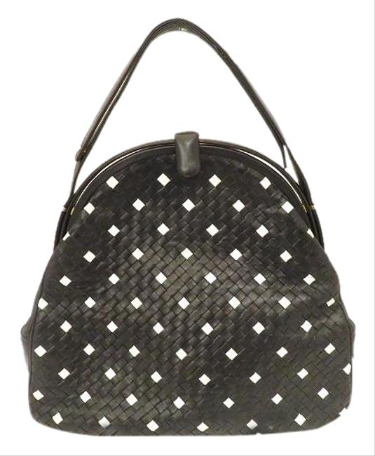 Bottega Veneta Ladies BlackWhite Leather Shoulder Bag