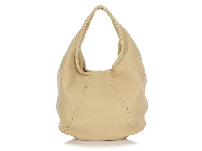 Bottega Veneta Large Cervo Quetsche Banana Beige Deerskin Leather Hobo Bag