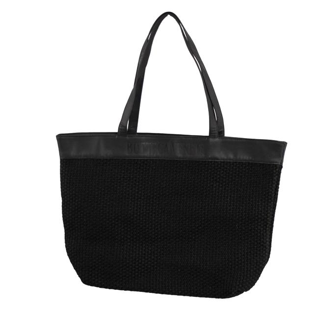 Bottega Veneta Large Woven Black Wool Tote