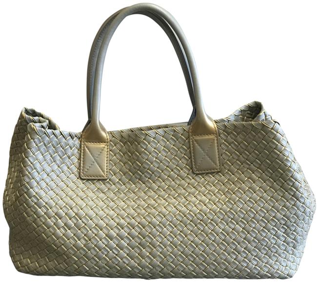 Bottega Veneta Large Woven Gold and Beige Tote