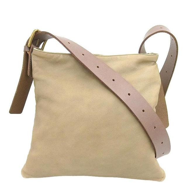 Bottega Veneta Leather Beige Intrecciato Shoulder Bag