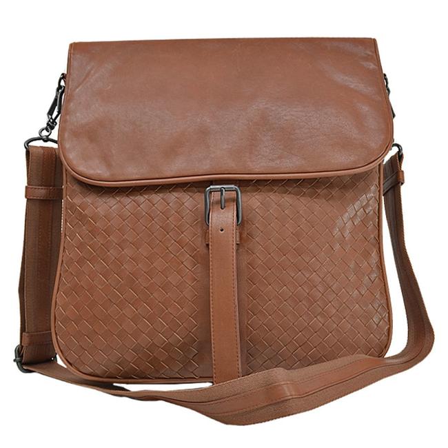 Bottega Veneta Leather BlackBrown Intrecciato Shoulder Bag