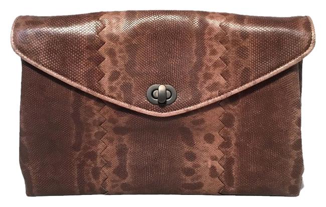 Bottega Veneta Leather Brown Lizard Clutch