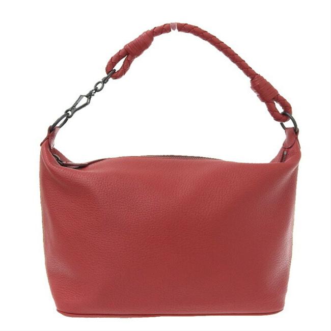 Bottega Veneta Leather One Shoulder Handbag Red Color Intrecciato Satchel