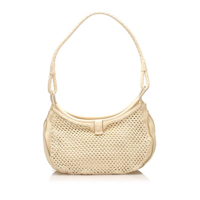 Bottega Veneta Leather White Cotton Shoulder Bag