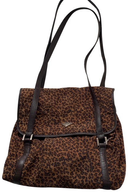 Bottega Veneta Leopard Print Brown Nylon Shoulder Bag