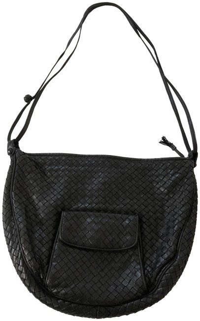 Bottega Veneta Messenger Woven Black Leather Hobo Bag