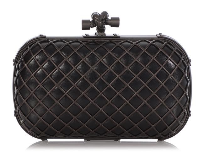 Bottega Veneta Metal Cage Knot Black Leather Clutch