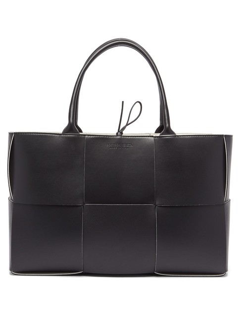 Bottega Veneta Mf Arco Intrecciato Black Leather Tote
