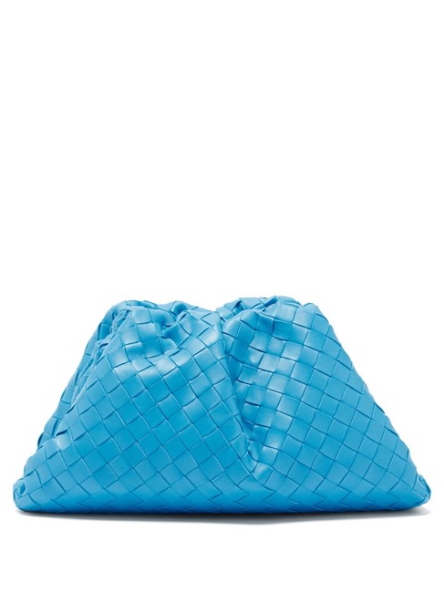 Bottega Veneta Mf The Pouch Intrecciato Blue Leather Clutch