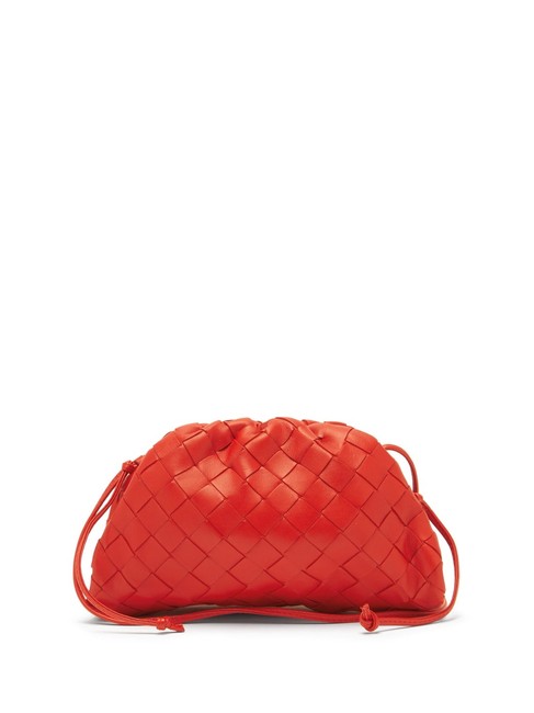 Bottega Veneta Mf Pouch Small Intrecciato Red Leather Clutch