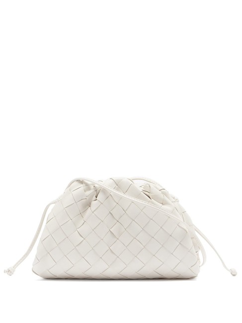 Bottega Veneta Mf Pouch Small Intrecciato White Leather Clutch