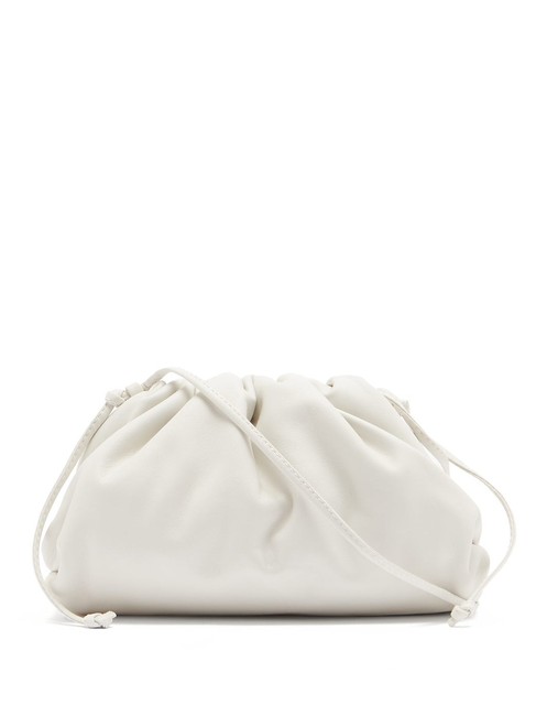 Bottega Veneta Mf The Pouch Small White Leather Clutch