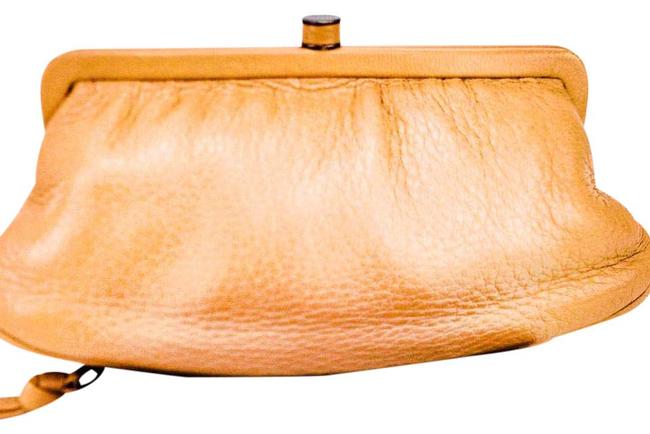 Bottega Veneta Mini Frame Beige Pebbled Leather Clutch