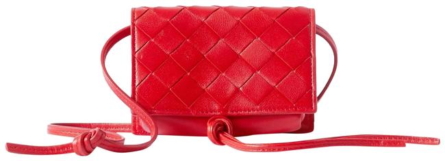 Bottega Veneta Mini Intrecciato Red Leather Shoulder Bag