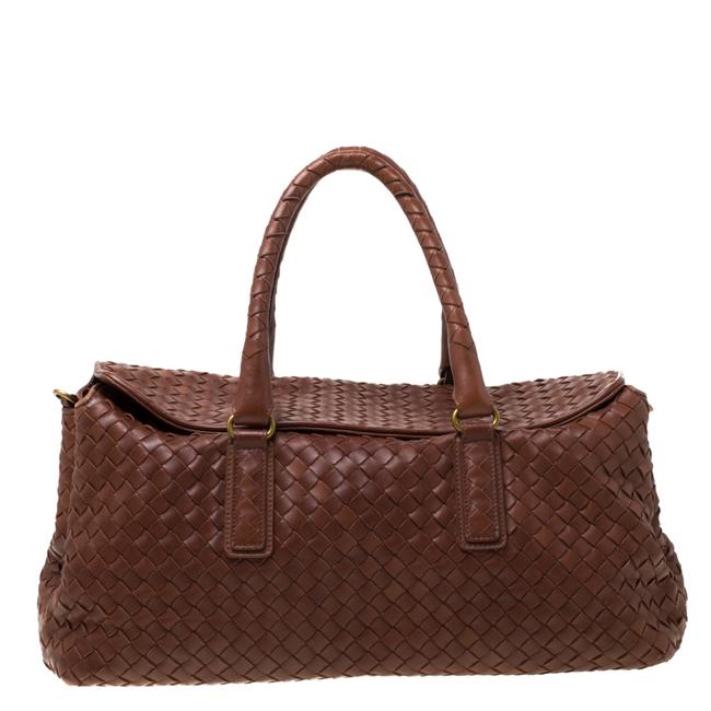 Bottega Veneta Montaigne Brown Leather Intrecciato Satchel