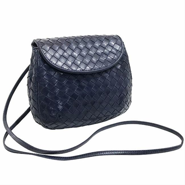 Bottega Veneta Nappa Intrecciato Mini Mesh Pochette Navy Leather Shoulder Bag