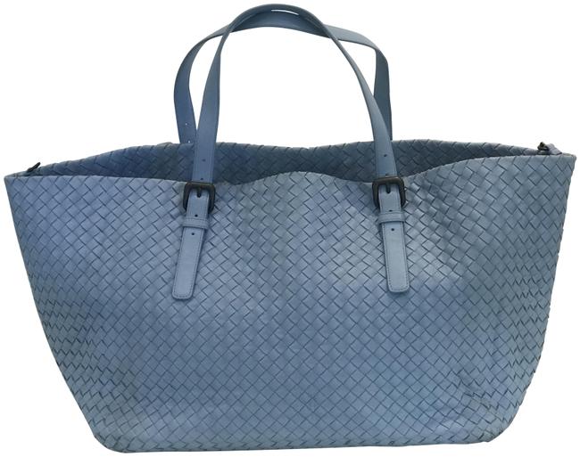 Bottega Veneta Nappa Intrecciato Seamless Large Blue Leather Tote