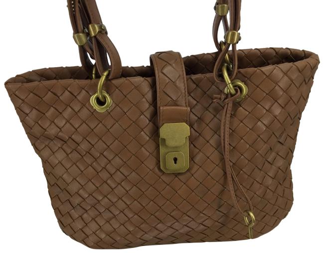 Bottega Veneta Nappa Intrecciato Small Capri Brown Lambskin Leather Tote