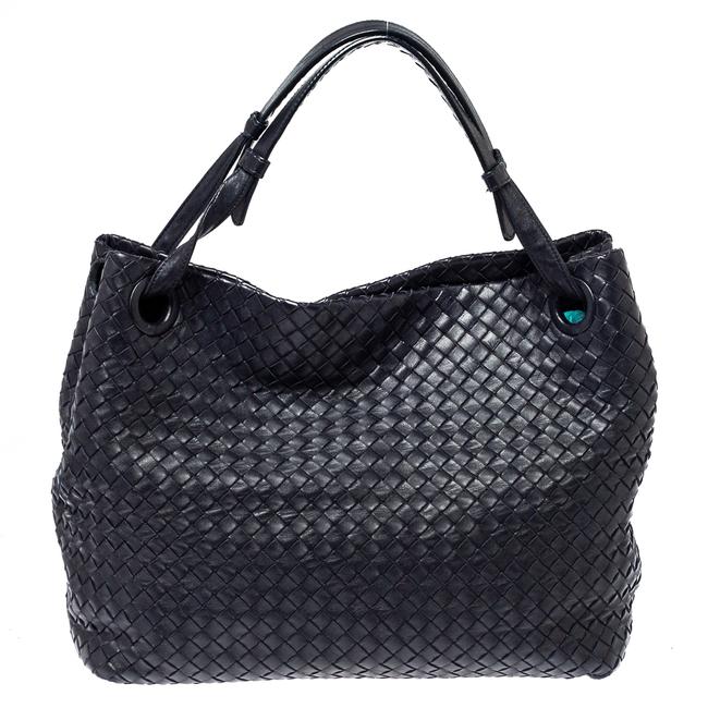 Bottega Veneta Navy Blue Intrecciato Leather Seamless Garda Tote