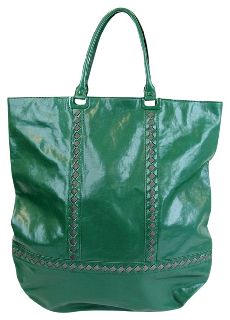 Bottega Veneta Bag New Woven Detail Unisex 296558 Green Leather Tote