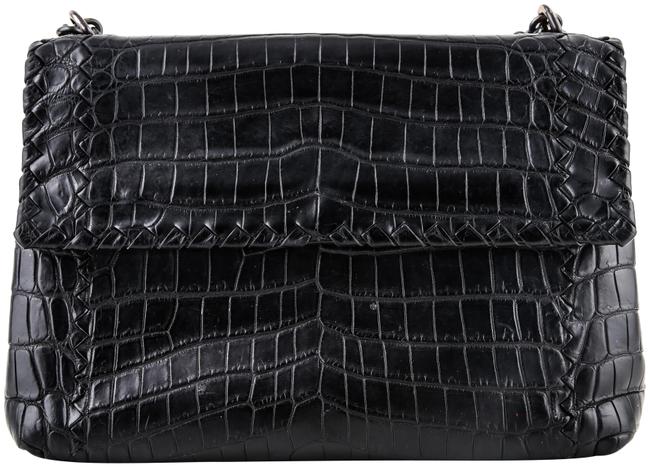Bottega Veneta Olimpia Black Crocodile Skin Leather Shoulder Bag