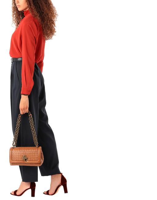 Bottega Veneta Olimpia Knot Intrecciato Camel Lambskin Leather Shoulder Bag