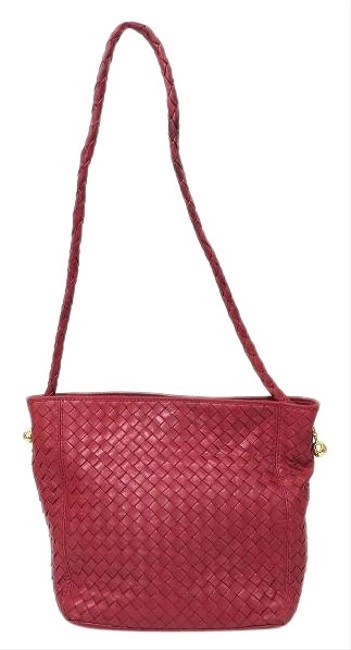 Bottega Veneta One Ladies Red Color Intrecciato Shoulder Bag