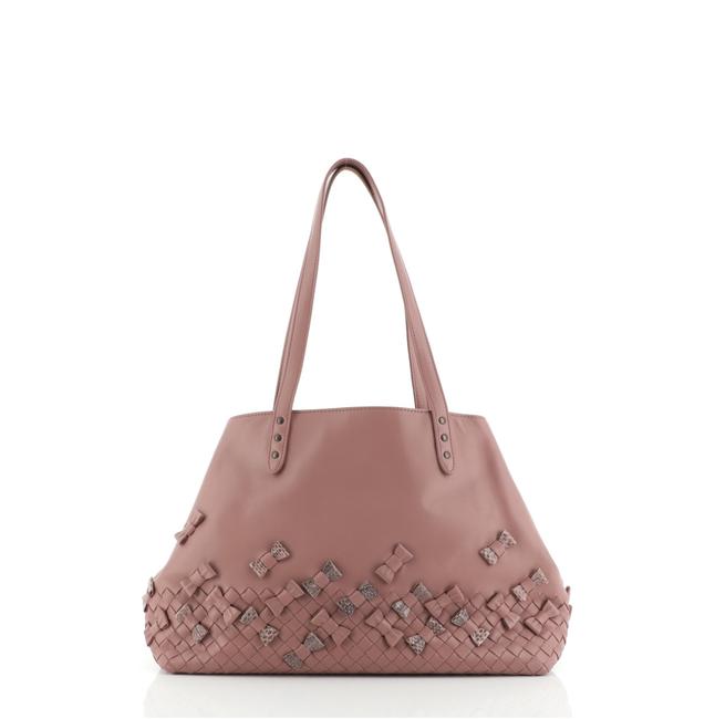 Bottega Veneta Open Bow with Intrecciato Detail Medium Pink Leather Tote