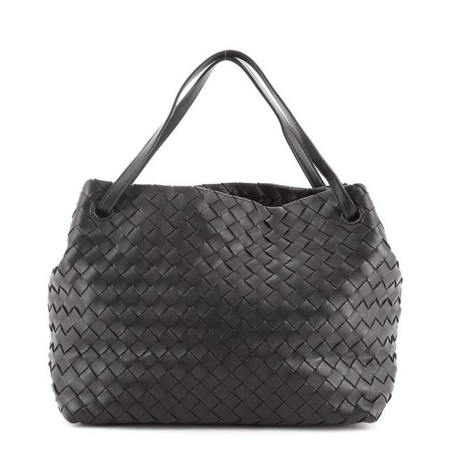 Bottega Veneta Open Intrecciato Nappa Medium Black Leather Tote
