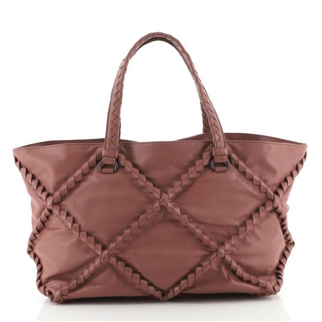 Bottega Veneta Open Quilted with Intrecciato Detail Medium Pink Leather Tote