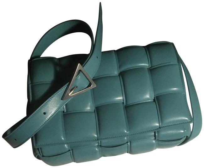 Bottega Veneta Padded Cassete Teal Blue Lambskin Leather Shoulder Bag