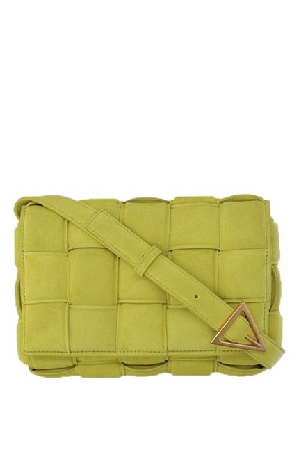 Bottega Veneta Padded Cassette Yellow Suede Leather Shoulder Bag