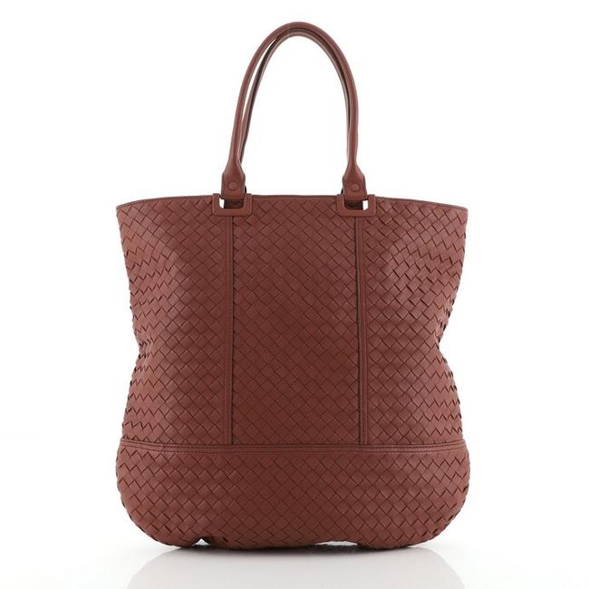 Bottega Veneta Panelled Flat Intrecciato Nappa Brown Leather Tote