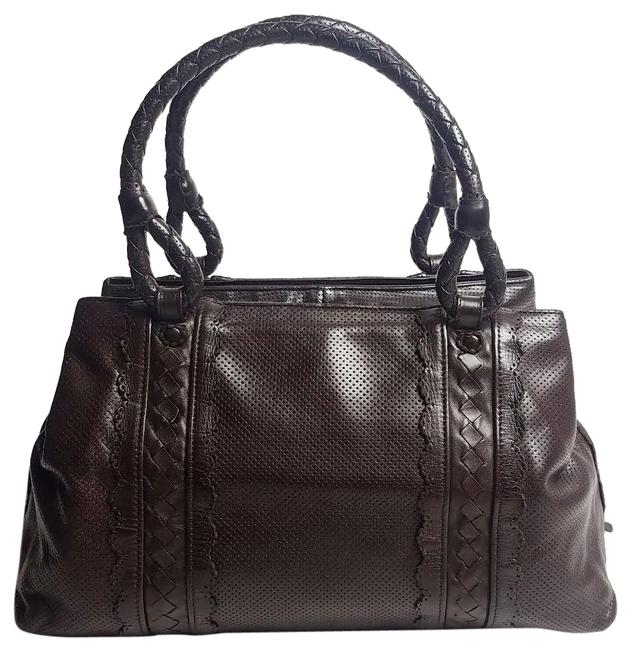 Bottega Veneta Perforated Scalloped Brown Nappa Leather Satchel