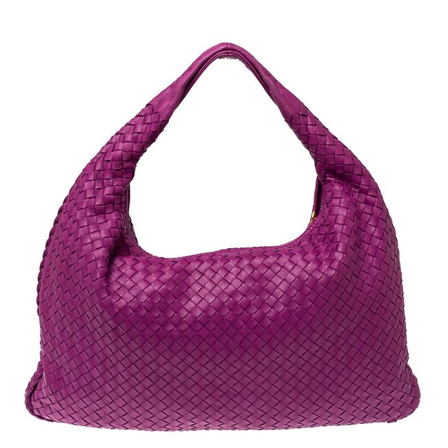 Bottega Veneta Pink Intrecciato Leather Large Hobo Bag