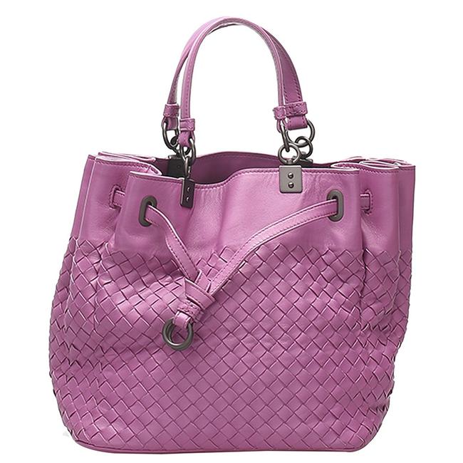 Bottega Veneta Pink Intrecciato Leather Satchel