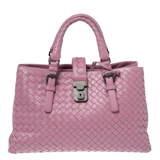 Bottega Veneta Pink Intrecciato Leather Small Roma Tote