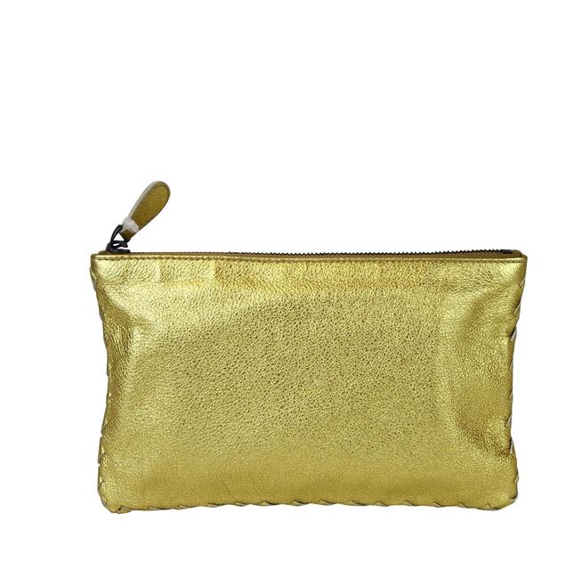 Bottega Veneta Pouch 302292 8417 Gold Leather Clutch