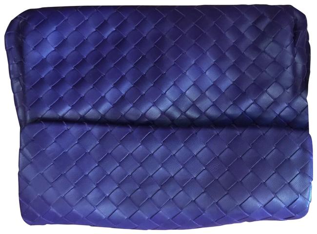 Bottega Veneta Envelope Pouch Purple Woven Leather Clutch