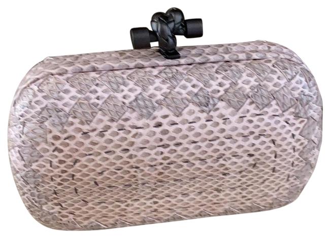 Bottega Veneta Python Knot PinkGray Clutch