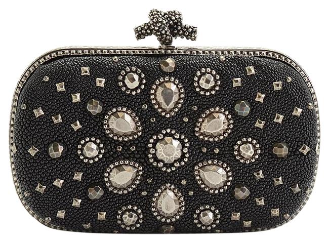 Bottega Veneta Rdc10042 Studded Knot Black Stingray Leather Clutch