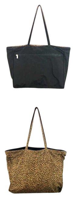 Bottega Veneta Bag Reversible Black and Animal Print Nylon Tote