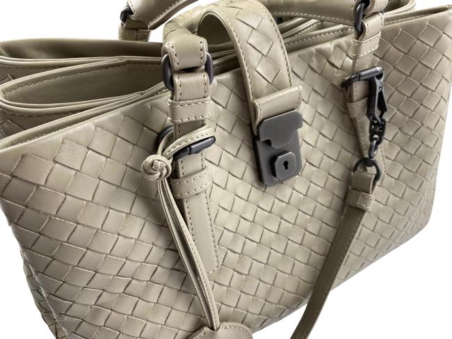 Bottega Veneta Roma Medium Light Grey Leather Satchel