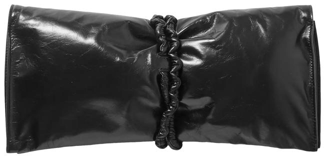 Bottega Veneta Ruched Glossed leather Black Leather Clutch