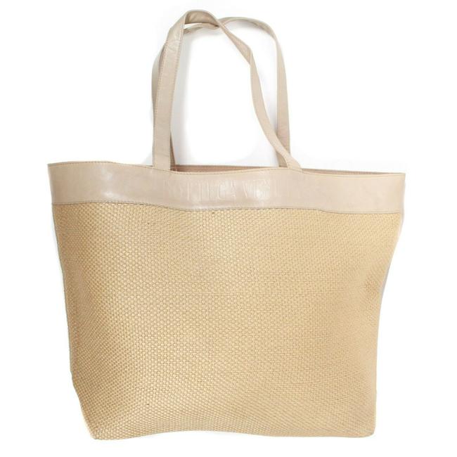 Bottega Veneta Shoulder Bag Large Logo Leather Vintage Beige Canvas Tote