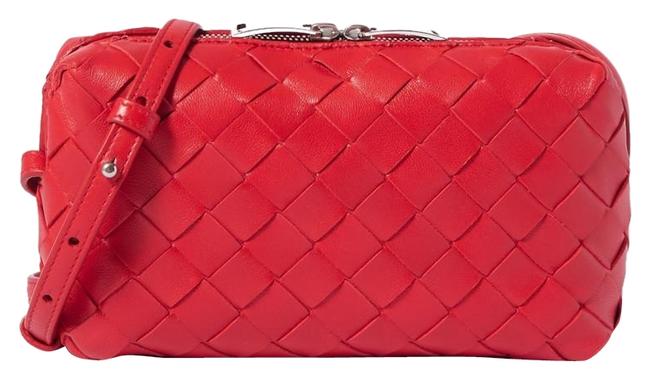 Bottega Veneta Small Intrecciato Red Leather Shoulder Bag