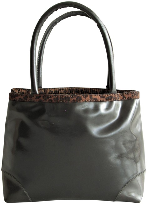 Bottega Veneta Small Ultra Soft Leopard Print Trim Satchel Gray Vinyl Tote