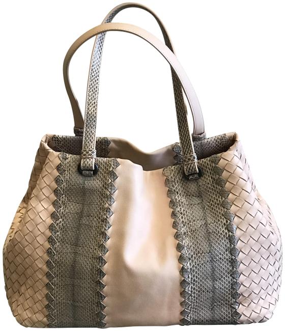 Bottega Veneta Snake and Napa Leather Pink Tote