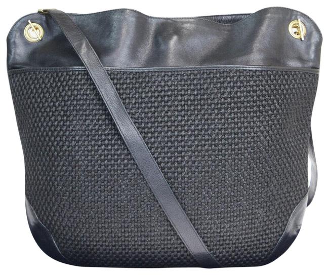 Bottega Veneta Straw 08fb144 Black Leather Shoulder Bag